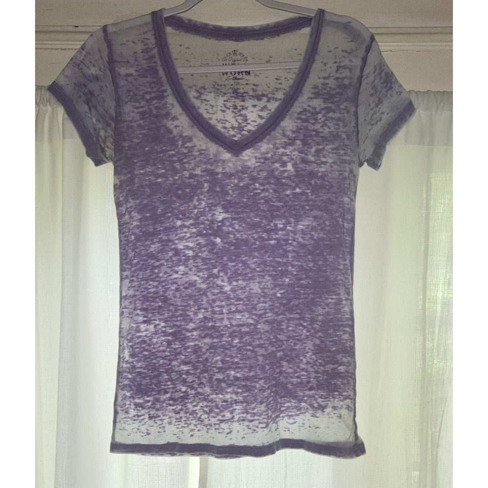 Well Worn Los Angeles Women's Purple Burnout V-Neck T-Shirt Size M